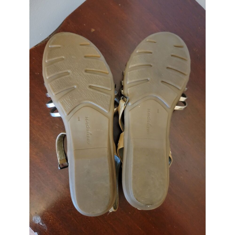Easy Spirit Sz 6 Ladies Gold Tan Strappy Sandals - Picture 5 of 7